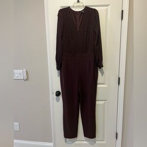 Express Maroon Long Sleeve Jumpsuit Women’s Size XL